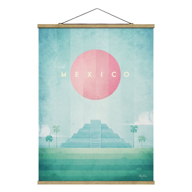 Fabric print with poster hangers - Travel Poster - Mexico