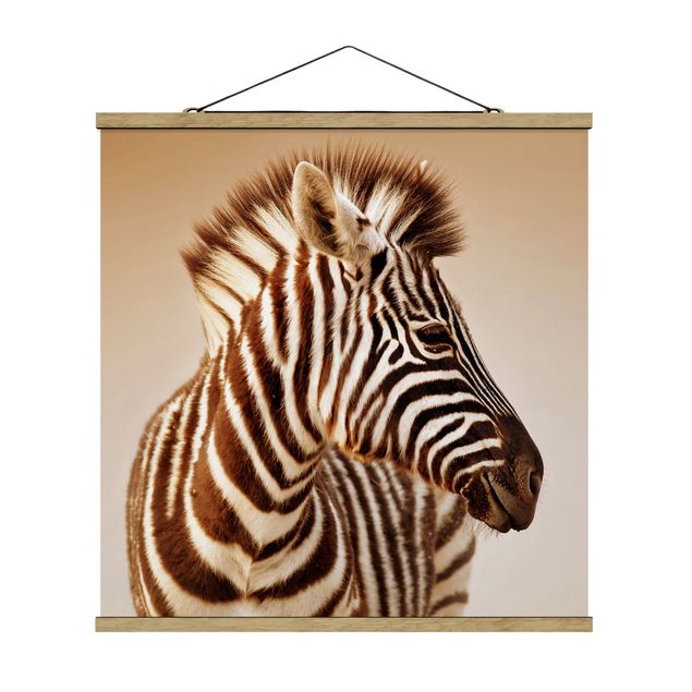 Fabric print with poster hangers - Zebra Baby Portrait