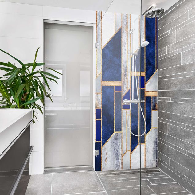 Shower wall panels Geometric Shapes With Gold
