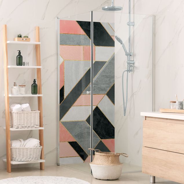 Shower wall panels Geometry Pink And Gold