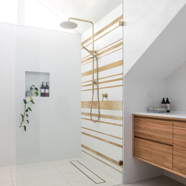 Shower wall cladding - Golden Glitter Stripes