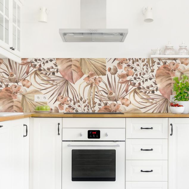 Kitchen wall cladding - Beige Palm Leaves