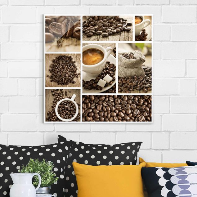 Glas Magnetboard Coffee Collage