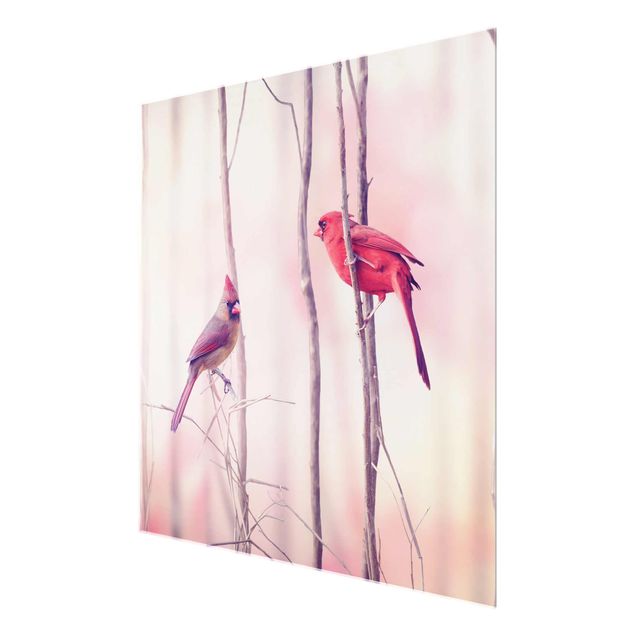 Glass print - Birds on Branches