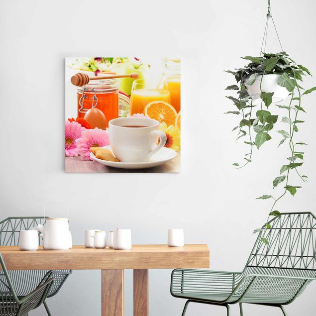 Glass print - Summery breakfast table