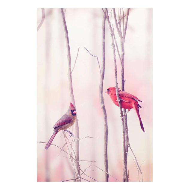 Glass print - Birds on Branches