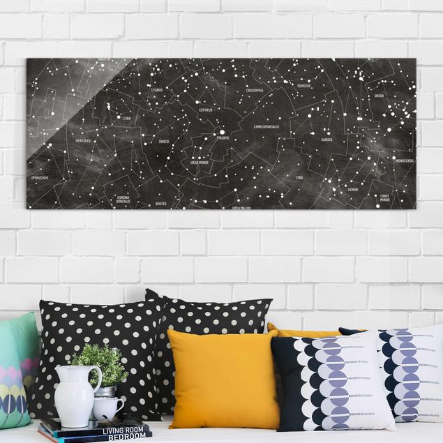 Glass print - Map Of Constellations Blackboard Look