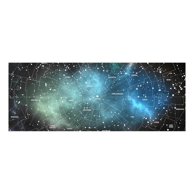 Glass print - Stellar Constellation Map Galactic Nebula