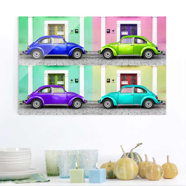 Glass print - Coloured Beetles