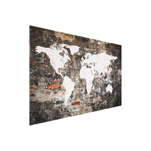 Glass print - Old Wall World Map