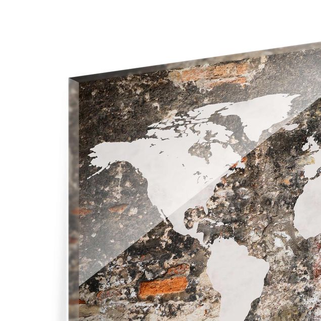 Glass print - Old Wall World Map