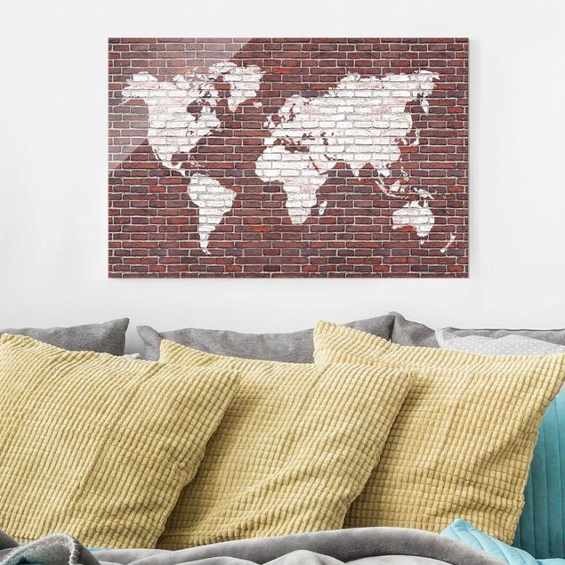 Glass print - Brick World Map