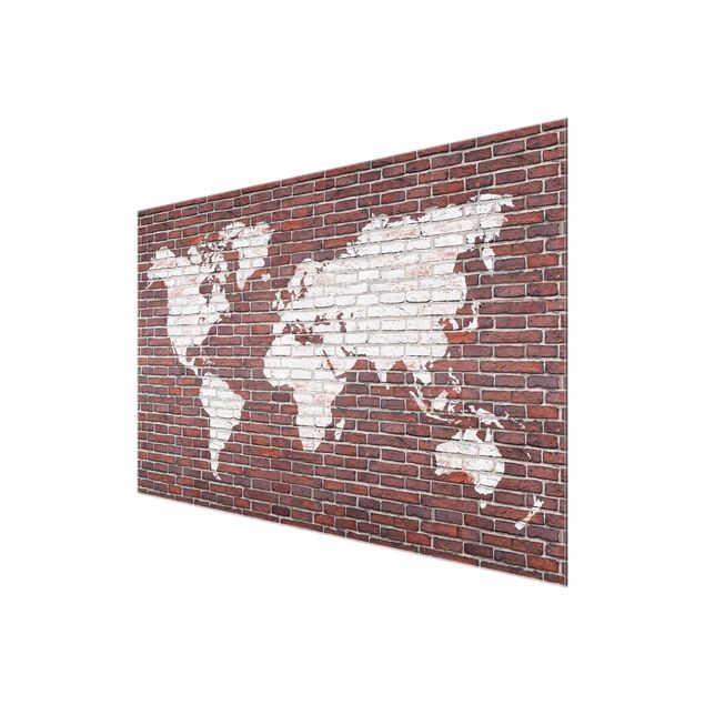 Glass print - Brick World Map