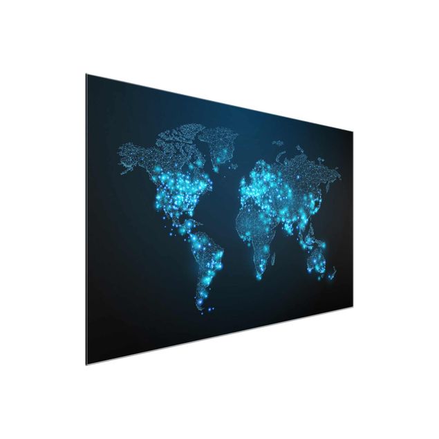 Glass print - Connected World World Map