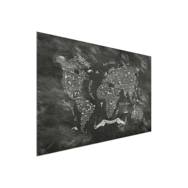 Glass print - Chalk Typography World Map