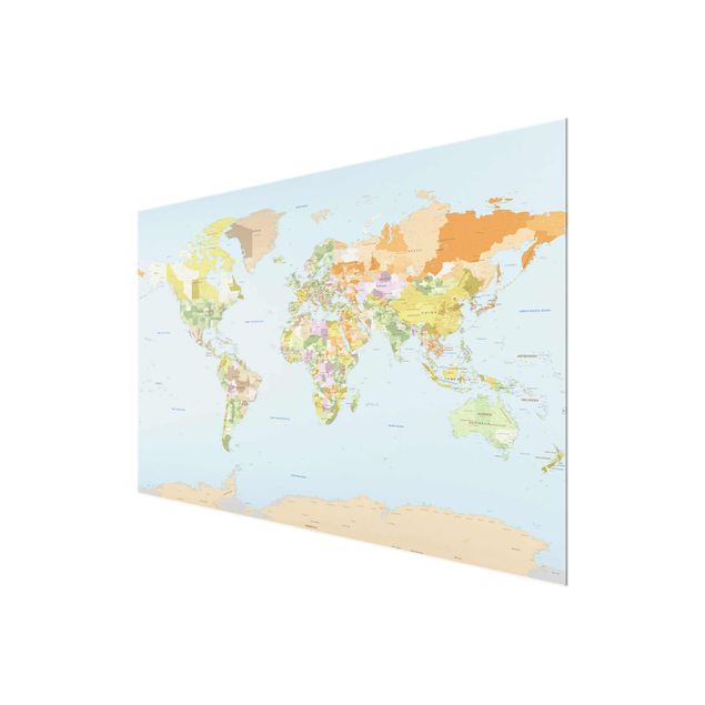 Glass print - Political World Map