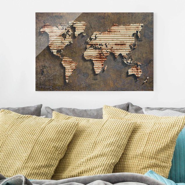 Glass print - Rust World Map