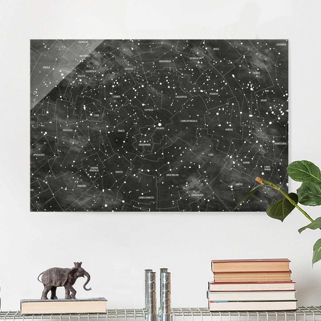 Glas Magnettafel Map Of Constellations Blackboard Look