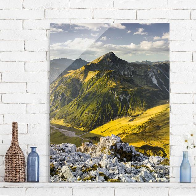Magnettafel Glas Mountains And Valley Of The Lechtal Alps In Tirol