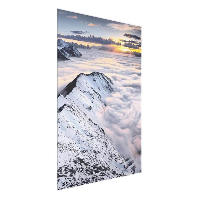 Glass print - View Of Clouds And Mountains