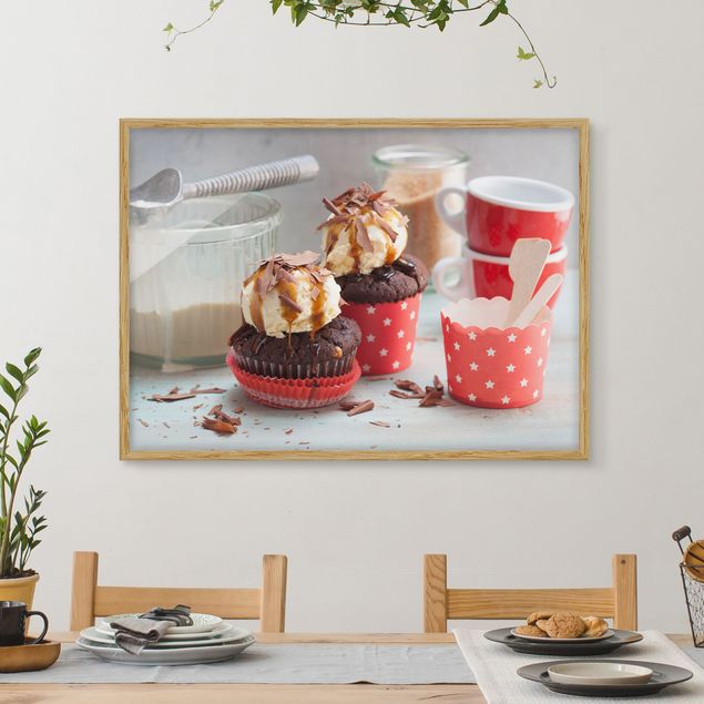 Framed poster - Vintage Cupcakes With Ice Cream