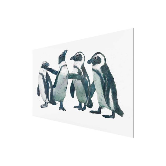 Glass print - Illustration Penguins Black And White Watercolour