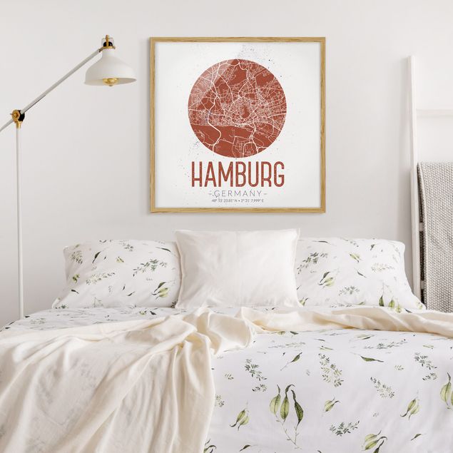 Framed poster - Hamburg City Map - Retro