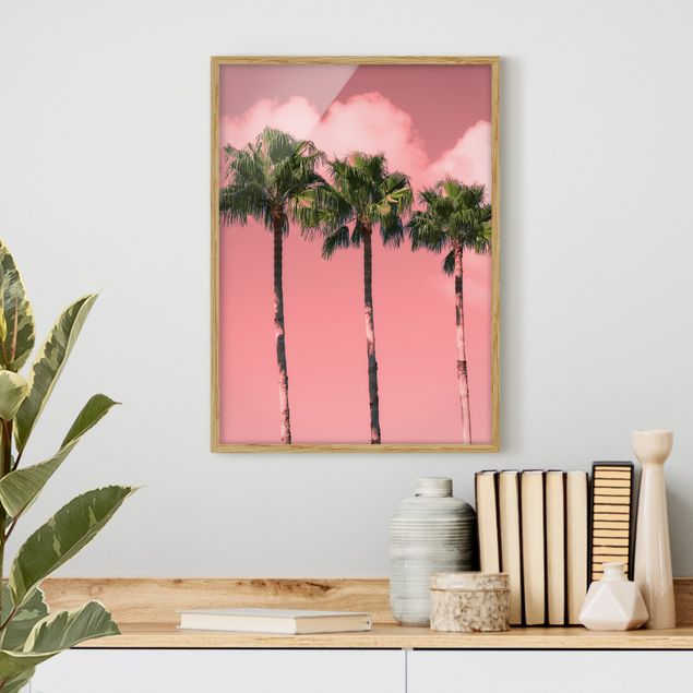 Framed poster - Palm Trees Against Sky Pink