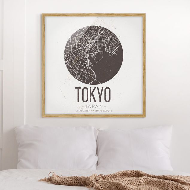 Framed poster - Tokyo City Map - Retro