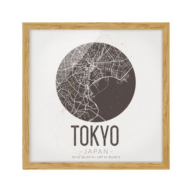 Framed poster - Tokyo City Map - Retro