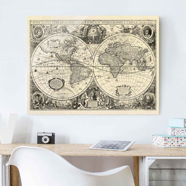 Glass print - Vintage World Map Antique Illustration