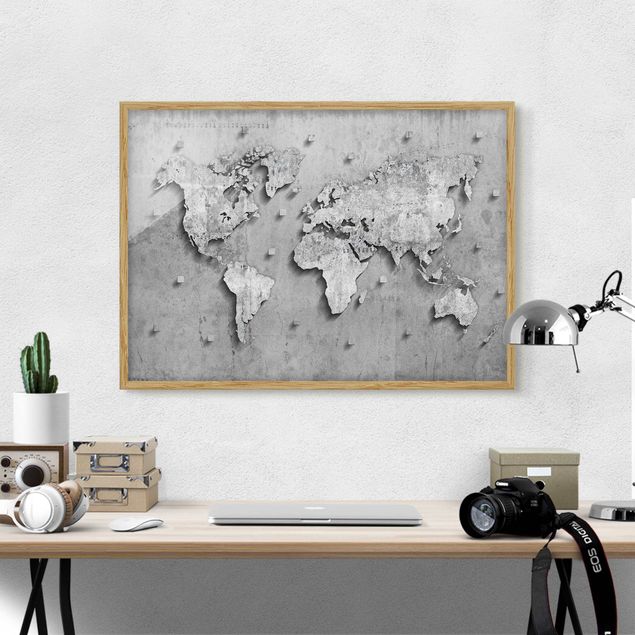 Framed poster - Concrete World Map