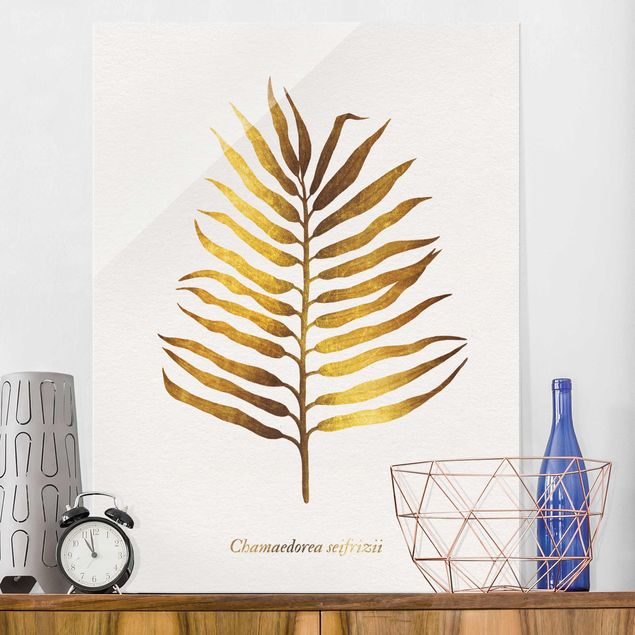 Glass print - Gold - Palm Leaf II