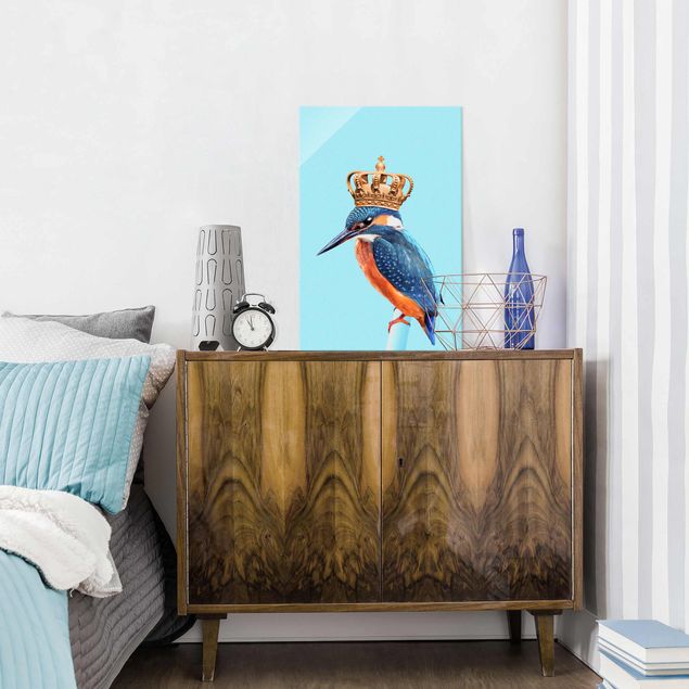 Glass print - Kingfisher With Crown