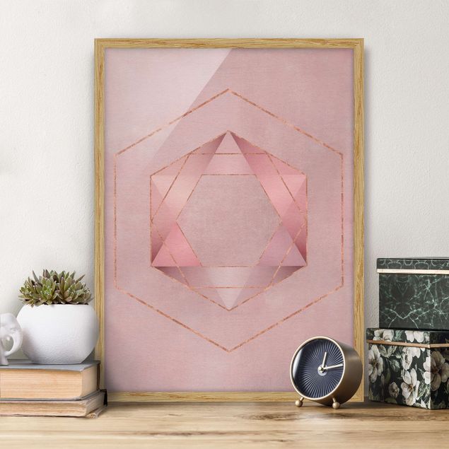 Framed poster - Geometry In Pink And Gold I
