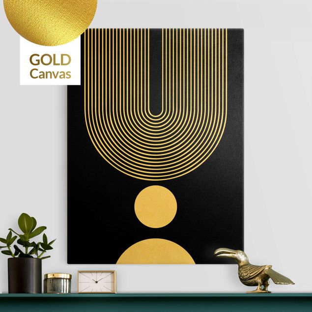 Canvas print gold - Geometrical Shapes - Rainbow And Circles Black