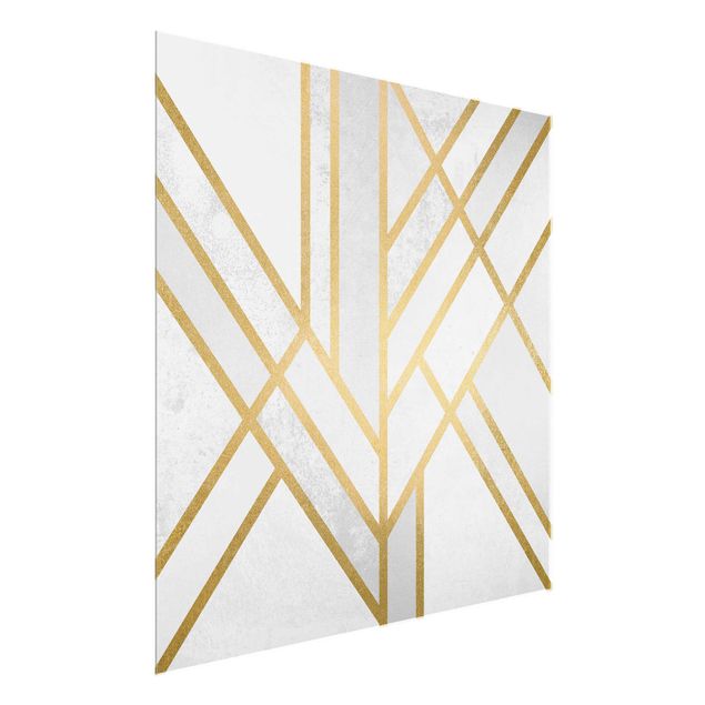 Glass print - Art Deco Geometry White Gold
