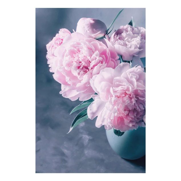 Glass print - Vase With Light Pink Peony Shabby