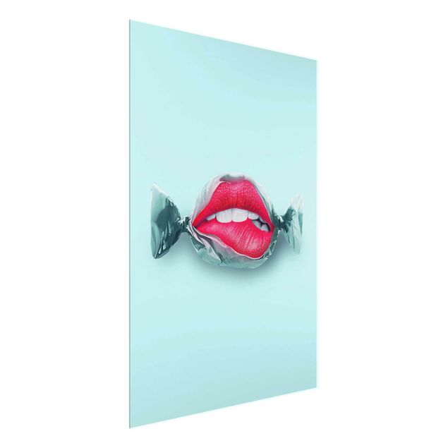 Glass print - Candy With Lips