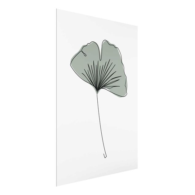 Glass print - Gingko Leaf Line Art