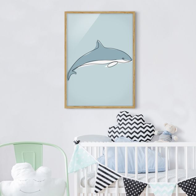 Framed poster - Dolphin Line Art