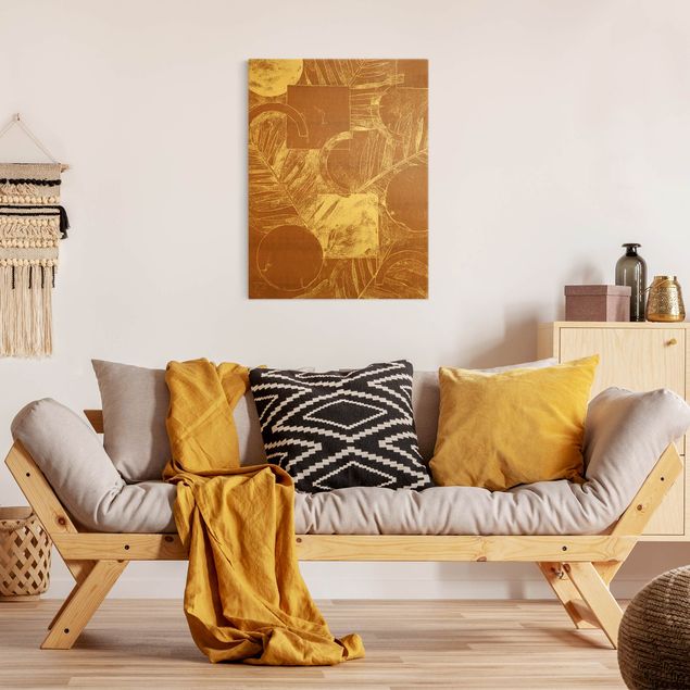 Canvas print gold - Shapes And Leaves Copper II