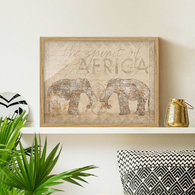 Framed poster - Vintage Collage - Spirit Of Africa