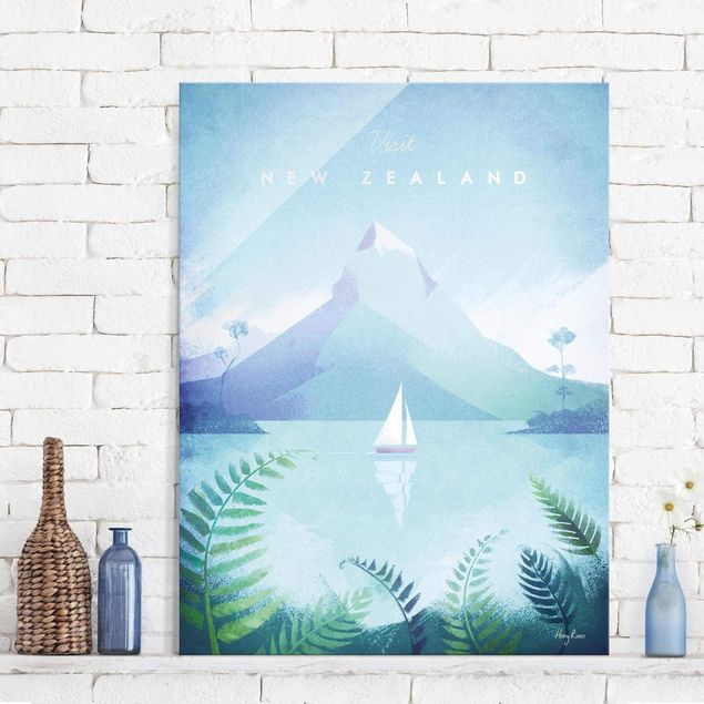 Glas Magnetboard Travel Poster - New Zealand