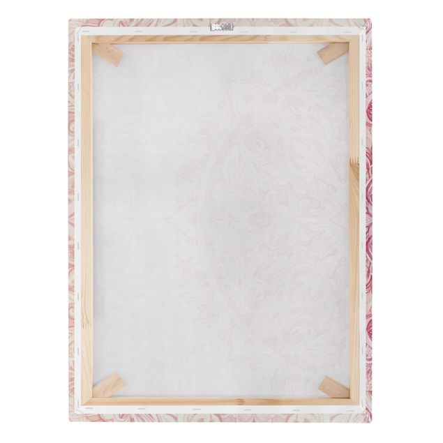 Print on canvas - Mandala WaterColours Ornament Semicircle Light Pink Beige