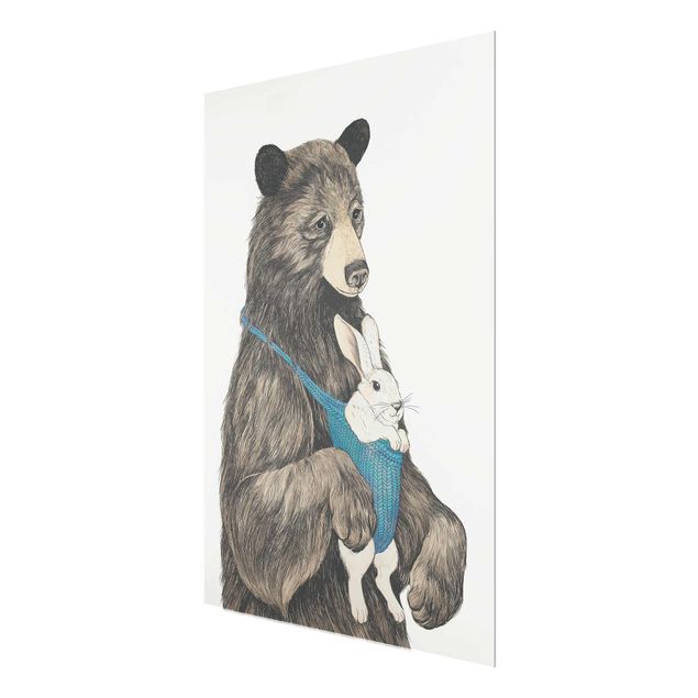 Glass print - Illustration Bear And Bunny Baby