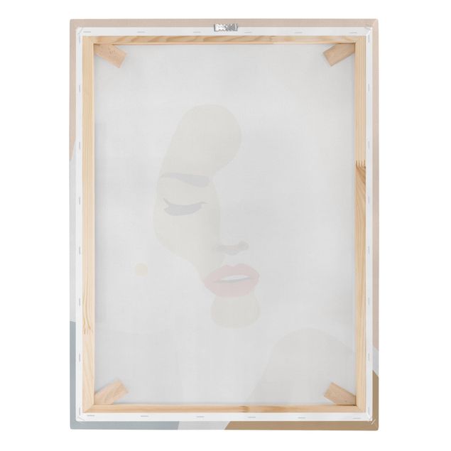 Canvas print - Line Art Portrait Woman Pastel Beige