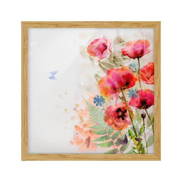 Framed poster - Watercolour Flowers Poppy
