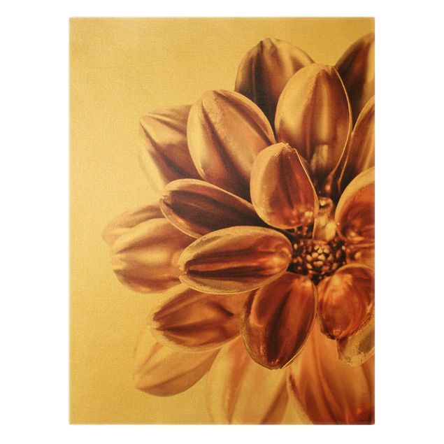 Canvas print gold - Dahlia In Copper Gold