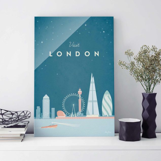 Glas Magnettafel Travel Poster - London